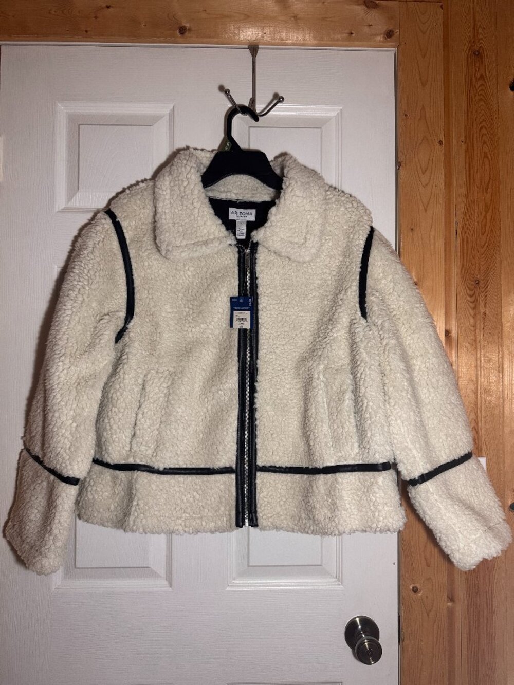 NWT Arizona Jean Co Sherpa Faux Shearling Aviator Jacket Cream XL